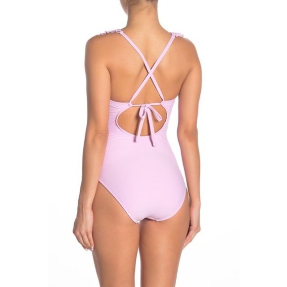 Free Press Dani Ruffle Pink One Piece Swimsuit S - Picture 2 of 13